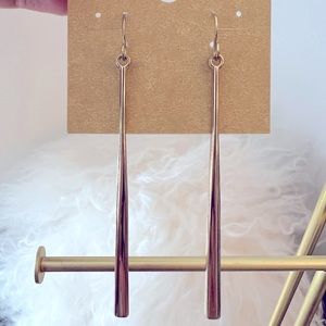 silvertone long drop earrings